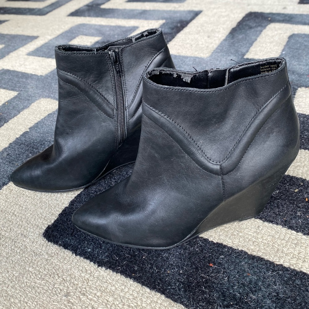 Leather Wedge Ankle Boots